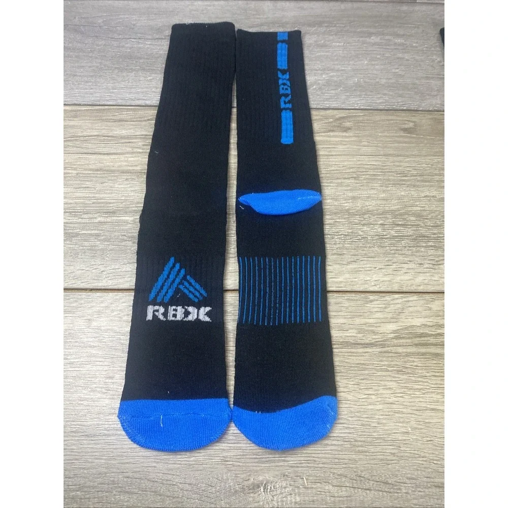 RBX Mens Crew Socks Black Blue‎ Athletic Performance Arch Support Cushioned 1 Pr